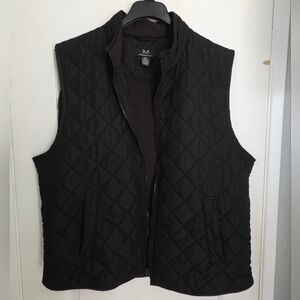 Men's Black Quilted Vest Fleece Lining Magaschoni XL Brown